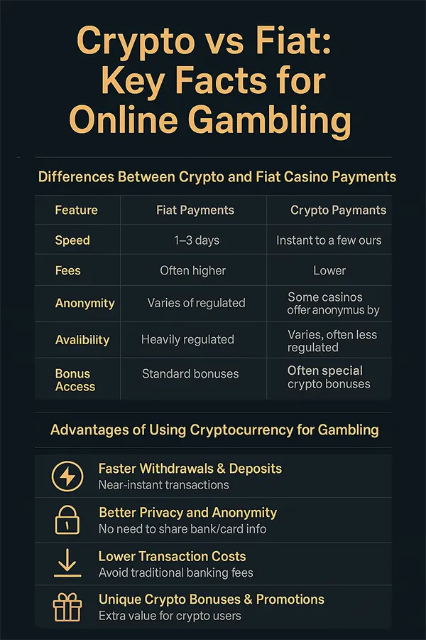 Crypto key facts for online gambling infographics