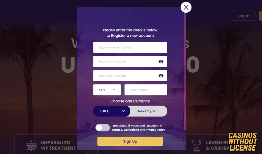 Dreamwins Casino registration process