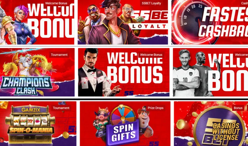 55Bet Casino Bonuses and Promotions